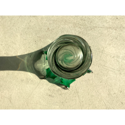 VASO VETRO SOMMERSO Murano DESIGN SWIRL VERDE TRASPARENTE COSTOLATO RITORTO '50