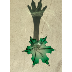 VASO VETRO SOMMERSO Murano DESIGN SWIRL VERDE TRASPARENTE COSTOLATO RITORTO '50