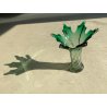 VASO VETRO SOMMERSO Murano DESIGN SWIRL VERDE TRASPARENTE COSTOLATO RITORTO '50