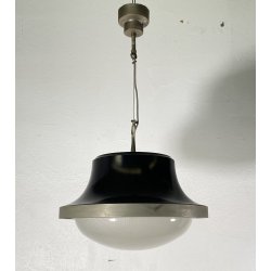 LAMPADARIO SOSPENSIONE DESIGN Sergio Mazza Tau VETRO ACCIAIO CROMATO ANNI 60