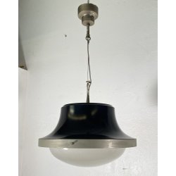 LAMPADARIO SOSPENSIONE DESIGN Sergio Mazza Tau VETRO ACCIAIO CROMATO ANNI 60
