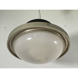 LAMPADARIO SOSPENSIONE DESIGN Sergio Mazza Tau VETRO ACCIAIO CROMATO ANNI 60