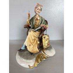 SCULTURA "La Nonna" Tiche TOSCA PORCELLANA Biscuit CAPODIMONTE 22 cm/h '900