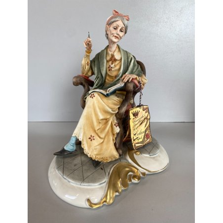 SCULTURA "La Nonna" Tiche TOSCA PORCELLANA Biscuit CAPODIMONTE 22 cm/h '900