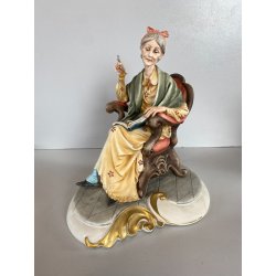 SCULTURA "La Nonna" Tiche TOSCA PORCELLANA Biscuit CAPODIMONTE 22 cm/h '900