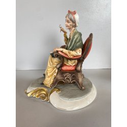 SCULTURA "La Nonna" Tiche TOSCA PORCELLANA Biscuit CAPODIMONTE 22 cm/h '900