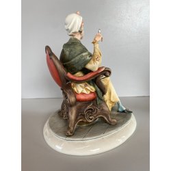SCULTURA "La Nonna" Tiche TOSCA PORCELLANA Biscuit CAPODIMONTE 22 cm/h '900