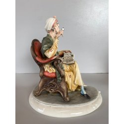 SCULTURA "La Nonna" Tiche TOSCA PORCELLANA Biscuit CAPODIMONTE 22 cm/h '900