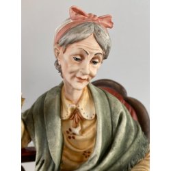 SCULTURA "La Nonna" Tiche TOSCA PORCELLANA Biscuit CAPODIMONTE 22 cm/h '900