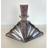 ANTICA BOTTIGLIA LIBERTY DECANTER CRISTALLO MOLATO VIOLA DECORO ARGENTO ANNI '20