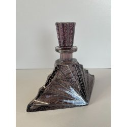 ANTICA BOTTIGLIA LIBERTY DECANTER CRISTALLO MOLATO VIOLA DECORO ARGENTO ANNI '20