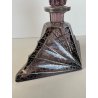ANTICA BOTTIGLIA LIBERTY DECANTER CRISTALLO MOLATO VIOLA DECORO ARGENTO ANNI '20