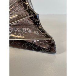 ANTICA BOTTIGLIA LIBERTY DECANTER CRISTALLO MOLATO VIOLA DECORO ARGENTO ANNI '20