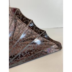 ANTICA BOTTIGLIA LIBERTY DECANTER CRISTALLO MOLATO VIOLA DECORO ARGENTO ANNI '20