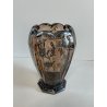ANTICO VASO DE WAN DECO CRISTALLO VIOLA MOLATO DECORO FLOREALE ARGENTO ANNI '30