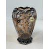 ANTICO VASO DE WAN DECO CRISTALLO VIOLA MOLATO DECORO FLOREALE ARGENTO ANNI '30
