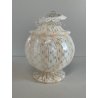 VASO VETRO MURANO BAROVIER TRECCIA TRASPARENTE FIORE BIANCO ROSA EPOCA 1900