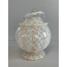 VASO VETRO MURANO BAROVIER TRECCIA TRASPARENTE FIORE BIANCO ROSA EPOCA 1900