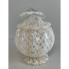 VASO VETRO MURANO BAROVIER TRECCIA TRASPARENTE FIORE BIANCO ROSA EPOCA 1900