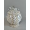 VASO VETRO MURANO BAROVIER TRECCIA TRASPARENTE FIORE BIANCO ROSA EPOCA 1900