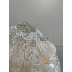 VASO VETRO MURANO BAROVIER TRECCIA TRASPARENTE FIORE BIANCO ROSA EPOCA 1900