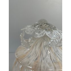 VASO VETRO MURANO BAROVIER TRECCIA TRASPARENTE FIORE BIANCO ROSA EPOCA 1900