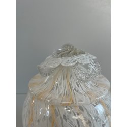 VASO VETRO MURANO BAROVIER TRECCIA TRASPARENTE FIORE BIANCO ROSA EPOCA 1900