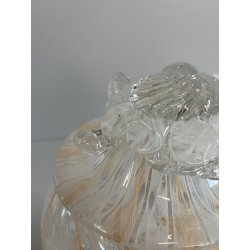 VASO VETRO MURANO BAROVIER TRECCIA TRASPARENTE FIORE BIANCO ROSA EPOCA 1900