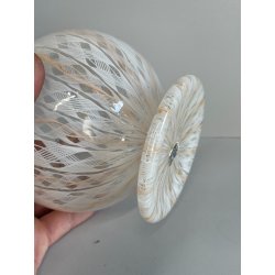 VASO VETRO MURANO BAROVIER TRECCIA TRASPARENTE FIORE BIANCO ROSA EPOCA 1900
