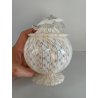 VASO VETRO MURANO BAROVIER TRECCIA TRASPARENTE FIORE BIANCO ROSA EPOCA 1900