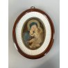 antica MADONNA con BAMBINO DIPINTO su RAME cornice OVALE arte sacra DEVOZIONALE