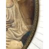 antica MADONNA con BAMBINO DIPINTO su RAME cornice OVALE arte sacra DEVOZIONALE