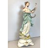SCULTURA PORCELLANA CAPODIMONTE FIGURA CLASSICA MUSA LIRA ARPA Tosca 29 cm/h