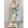 SCULTURA PORCELLANA CAPODIMONTE FIGURA CLASSICA MUSA LIRA ARPA Tosca 29 cm/h