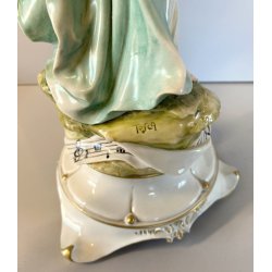 SCULTURA PORCELLANA CAPODIMONTE FIGURA CLASSICA MUSA LIRA ARPA Tosca 29 cm/h