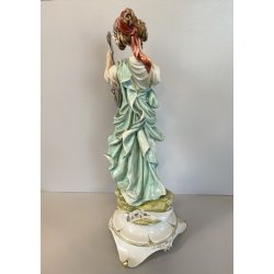 SCULTURA PORCELLANA CAPODIMONTE FIGURA CLASSICA MUSA LIRA ARPA Tosca 29 cm/h