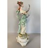 SCULTURA PORCELLANA CAPODIMONTE FIGURA CLASSICA MUSA LIRA ARPA Tosca 29 cm/h