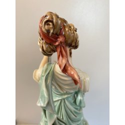 SCULTURA PORCELLANA CAPODIMONTE FIGURA CLASSICA MUSA LIRA ARPA Tosca 29 cm/h