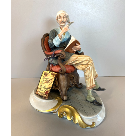 SCULTURA PORCELLANA Biscuit CAPODIMONTE  152 ANZIANO NONNO Tiche TOSCA 21,5 cm/h