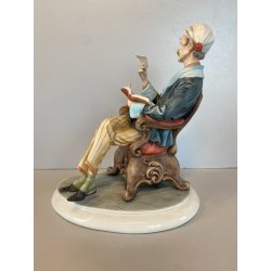 SCULTURA PORCELLANA Biscuit CAPODIMONTE  152 ANZIANO NONNO Tiche TOSCA 21,5 cm/h