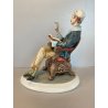 SCULTURA PORCELLANA Biscuit CAPODIMONTE  152 ANZIANO NONNO Tiche TOSCA 21,5 cm/h