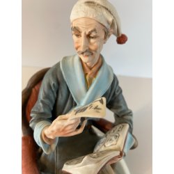 SCULTURA PORCELLANA Biscuit CAPODIMONTE  152 ANZIANO NONNO Tiche TOSCA 21,5 cm/h