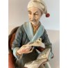 SCULTURA PORCELLANA Biscuit CAPODIMONTE  152 ANZIANO NONNO Tiche TOSCA 21,5 cm/h