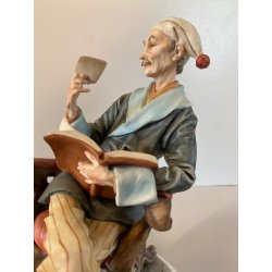SCULTURA PORCELLANA Biscuit CAPODIMONTE  152 ANZIANO NONNO Tiche TOSCA 21,5 cm/h