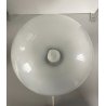 LAMPADA TAVOLO DESIGN MODERNO BASE METALLO CROMATO SFERA VETRO OPALINO H36cm '70