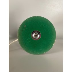 LAMPADA TAVOLO DESIGN MODERNO BASE METALLO CROMATO SFERA VETRO OPALINO H36cm '70