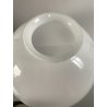 LAMPADA TAVOLO DESIGN MODERNO BASE METALLO CROMATO SFERA VETRO OPALINO H36cm '70