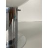 LAMPADA TAVOLO DESIGN MODERNO BASE METALLO CROMATO SFERA VETRO OPALINO H36cm '70