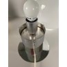 LAMPADA TAVOLO DESIGN MODERNO BASE METALLO CROMATO SFERA VETRO OPALINO H36cm '70