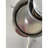 LAMPADA TAVOLO DESIGN MODERNO BASE METALLO CROMATO SFERA VETRO OPALINO H36cm '70